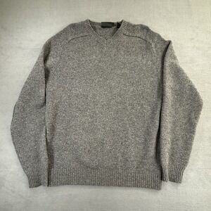 Timberland Sweater Mens Large Grey Lambswool Wool V Neck Pullover Regular Fit *